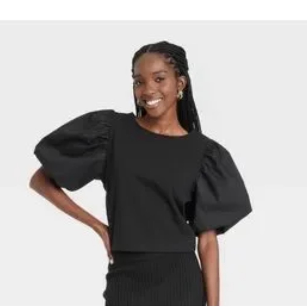 A New Day Puff Sleeve Cropped Top